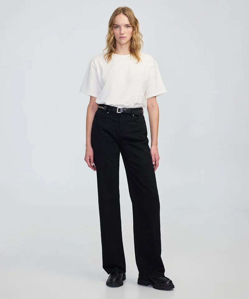 Belted Wide-Leg Jeans