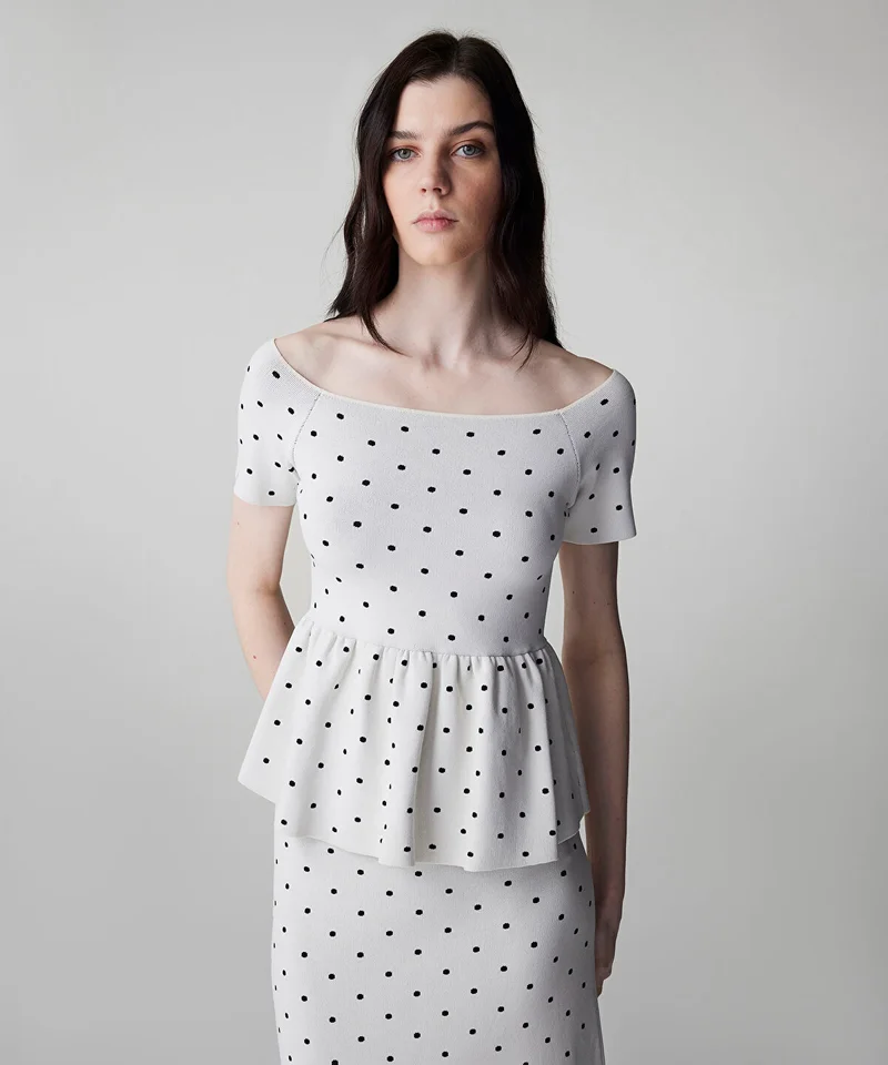 Polka-Dot Knit Top