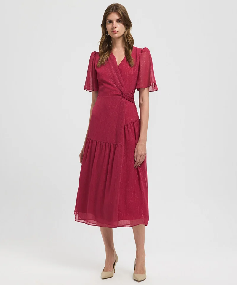 Gathered Wrap Dress