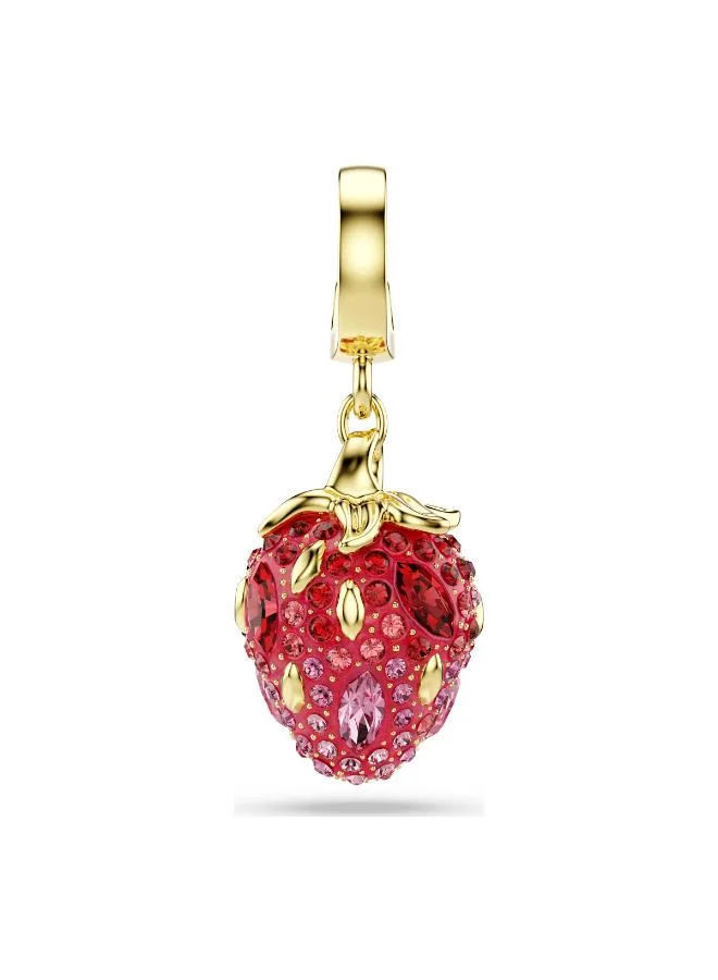 Strawberry Charm Gold Plated Bracelet Red
