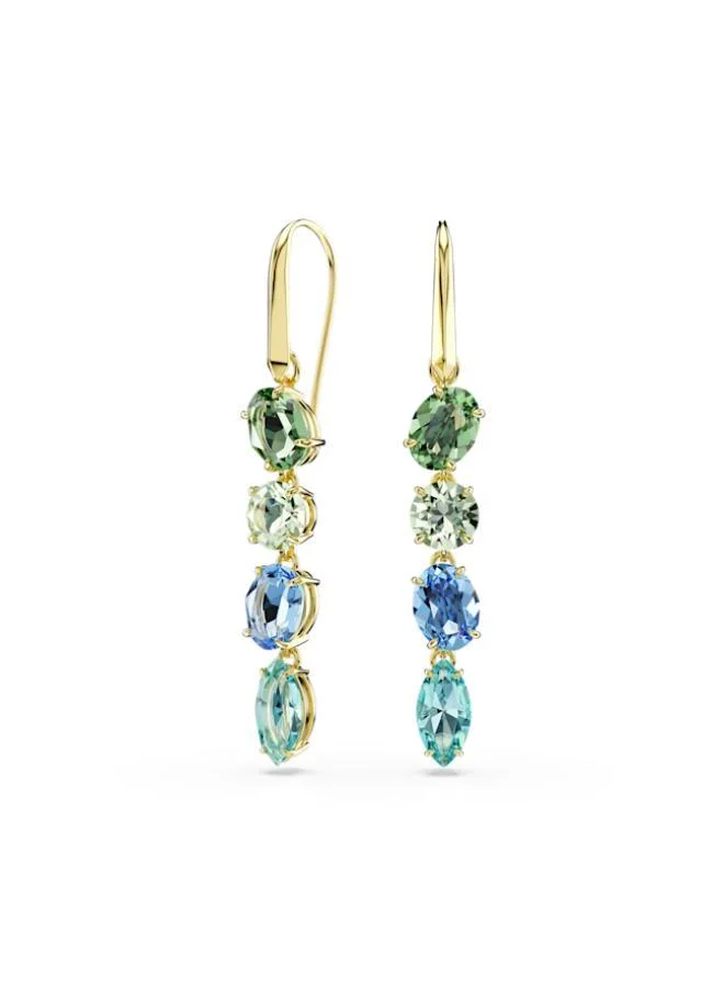 Gema Gold Tone Plated Stud Earrings Black & Green
