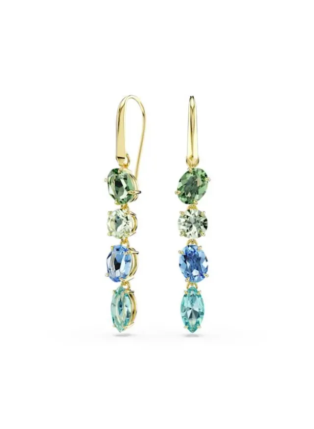 Gema Gold Tone Plated Stud Earrings Black & Green