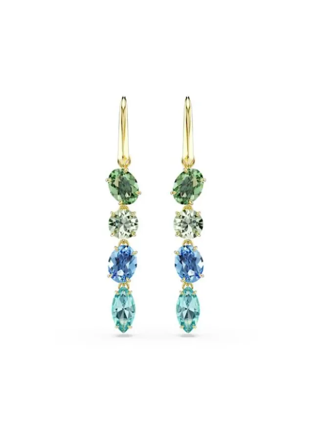 Gema Gold Tone Plated Stud Earrings Black & Green – image 3