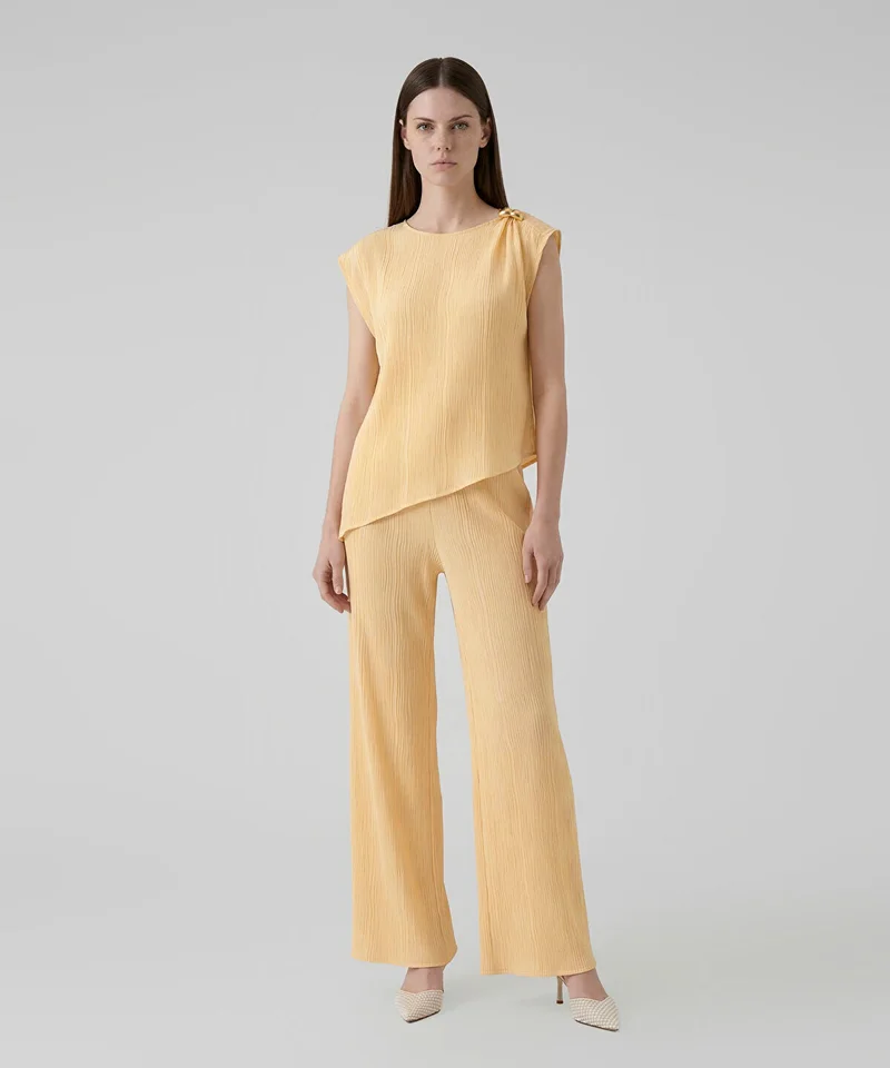 Crinkle Wide-Leg Trousers