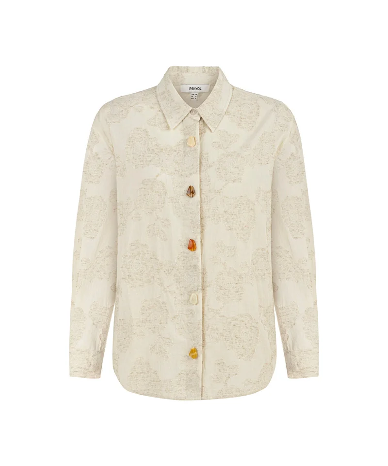 Jacquard Shirt Contrast Buttons
