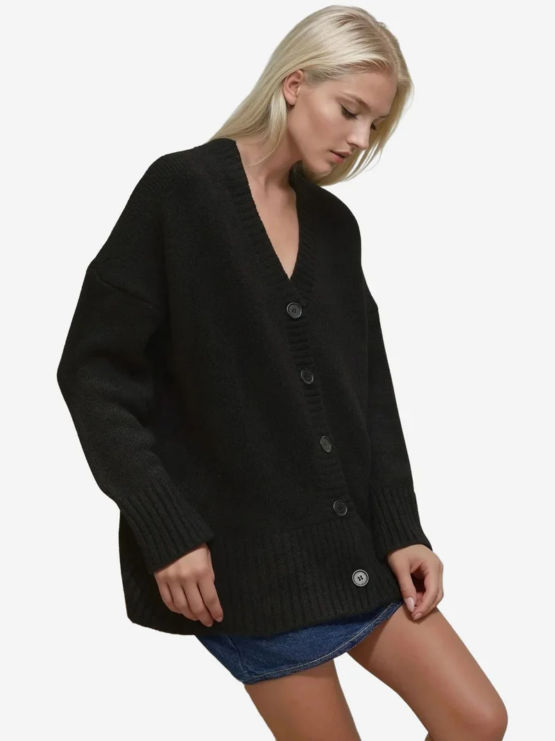 Thick V-Neck Knit Cardigan