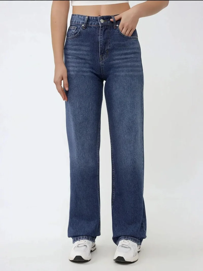 High-Waist Straight Leg Jeans