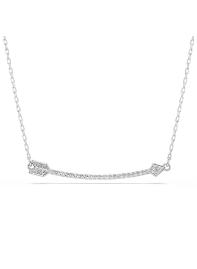 Rhodium Plated Crystal Arrow Pendant Necklace, White