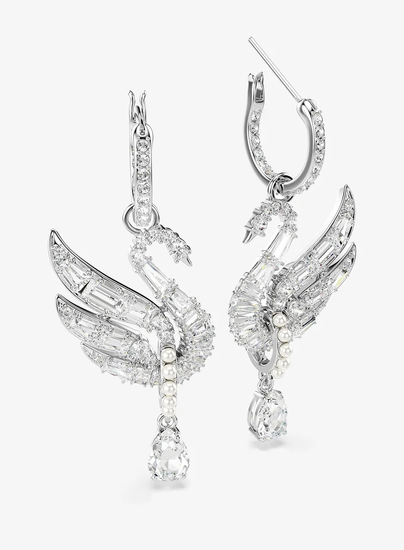 Swan Earrings, Silver