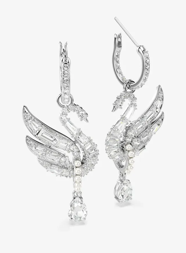 Swan Earrings, Silver