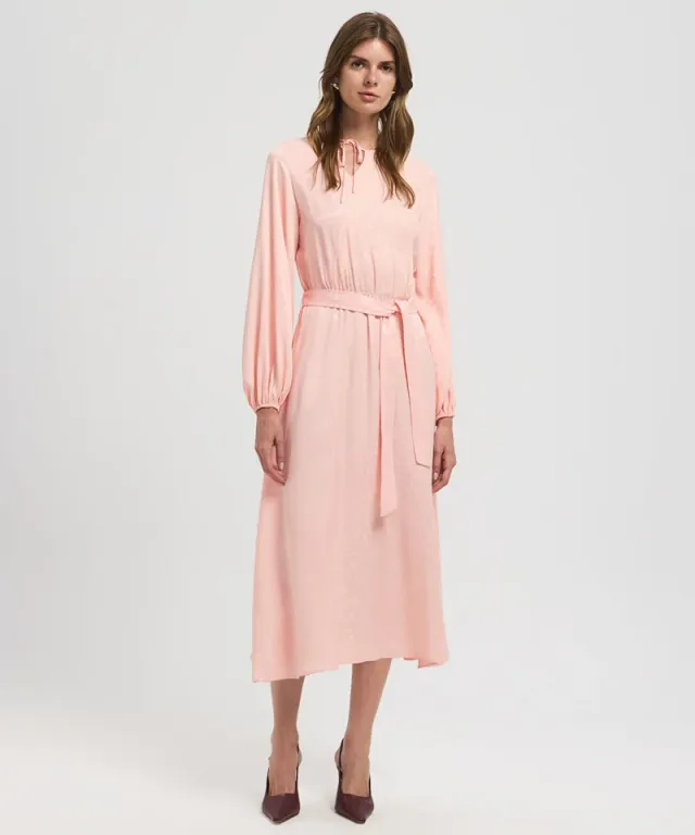 Belted Jacquard Dress