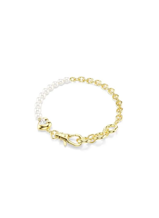 Crystal Gold Tone Plated Bracelet White