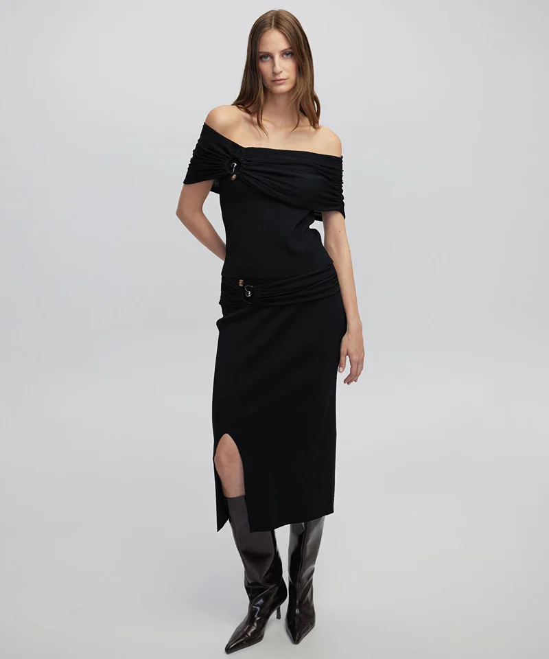 Belted Knit Skirt