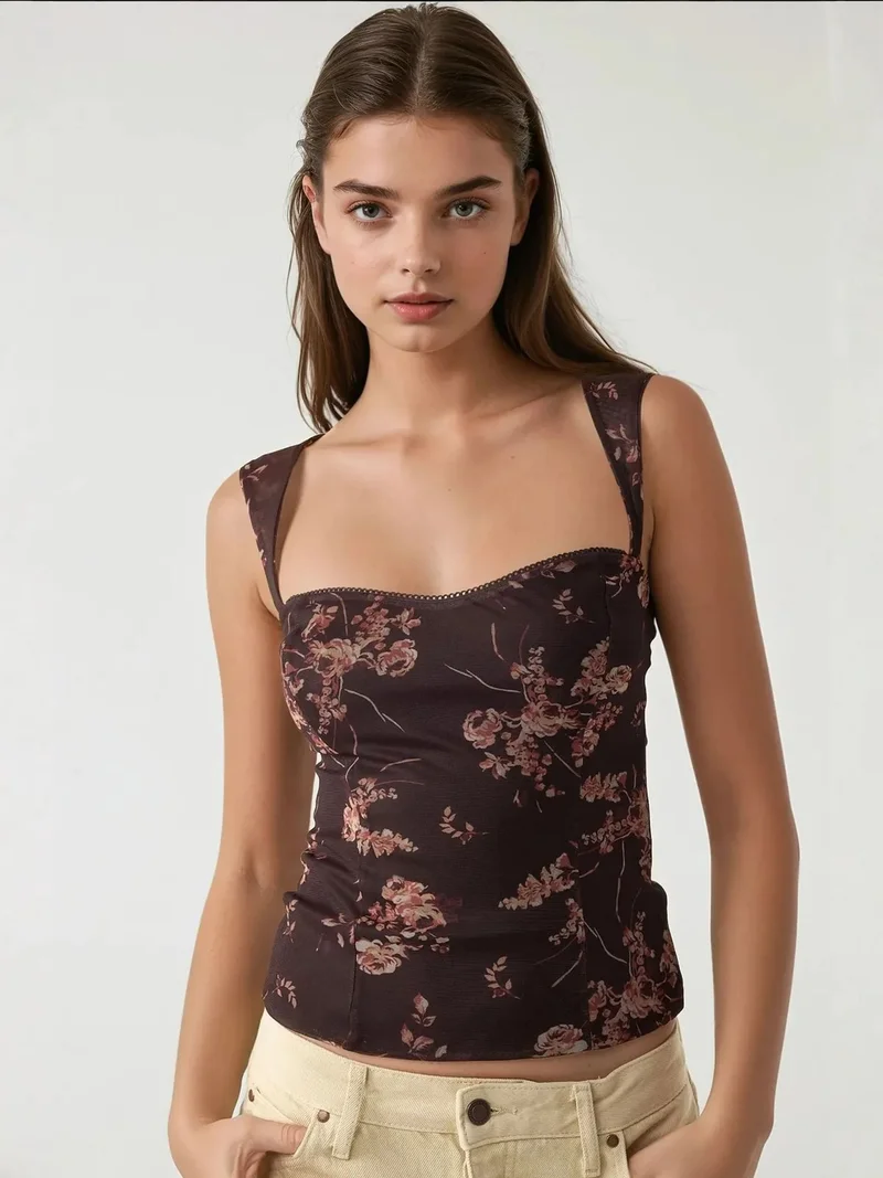 Heart Collar Tulle Top