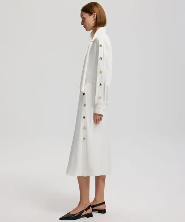 Buttoned Midi Skirt Ecru – image 2