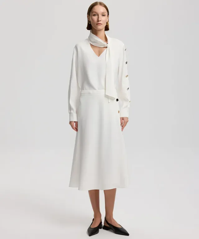 Buttoned Midi Skirt Ecru – image 3