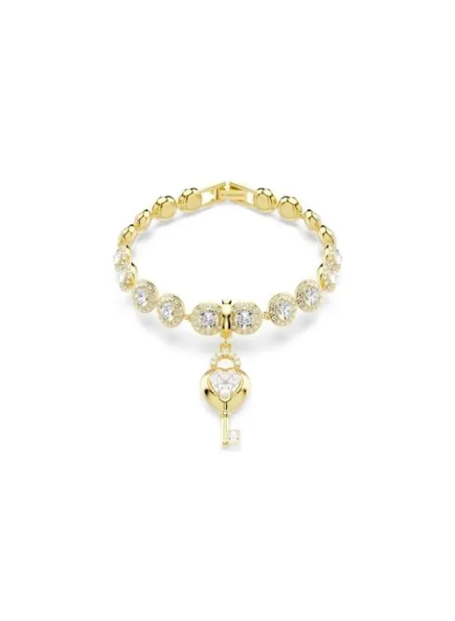 White Crystal Bracelet Gold Tone – image 8