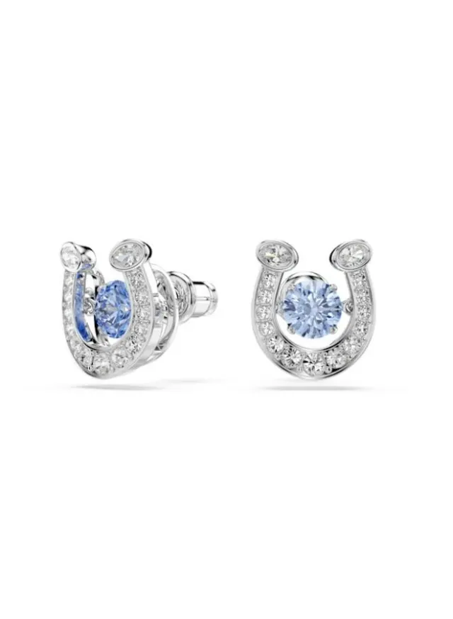 Symbolica Rhodium Plated Crystal Pierced Earrings, Blue – image 2