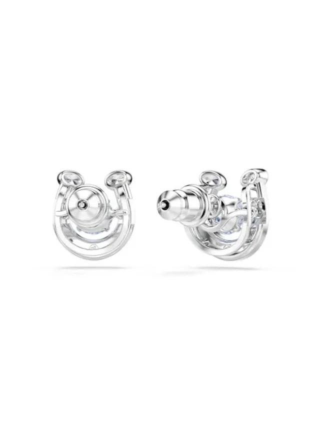 Symbolica Rhodium Plated Crystal Pierced Earrings, Blue – image 4