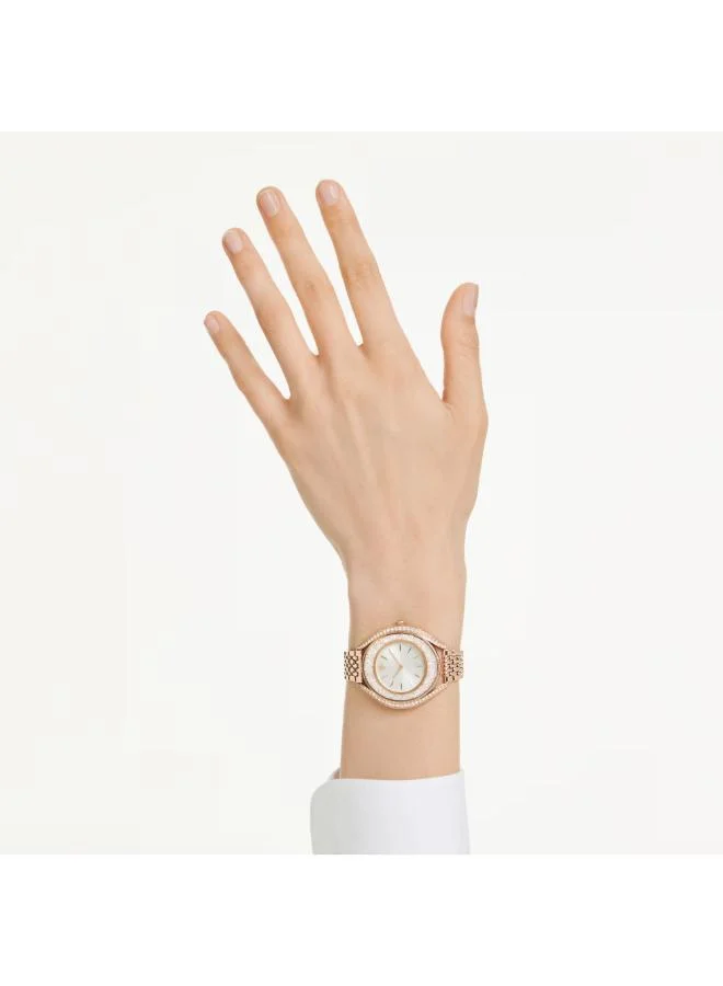 ساعة يد تناظرية من الفولاذ المقاوم للصدأ مطلية بالكريستال احترافية