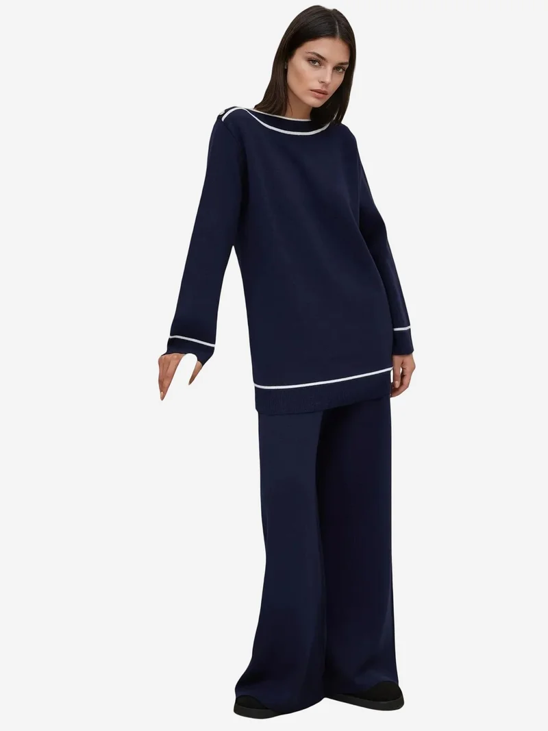 Sweater Wide Leg Pants Co-ord Set