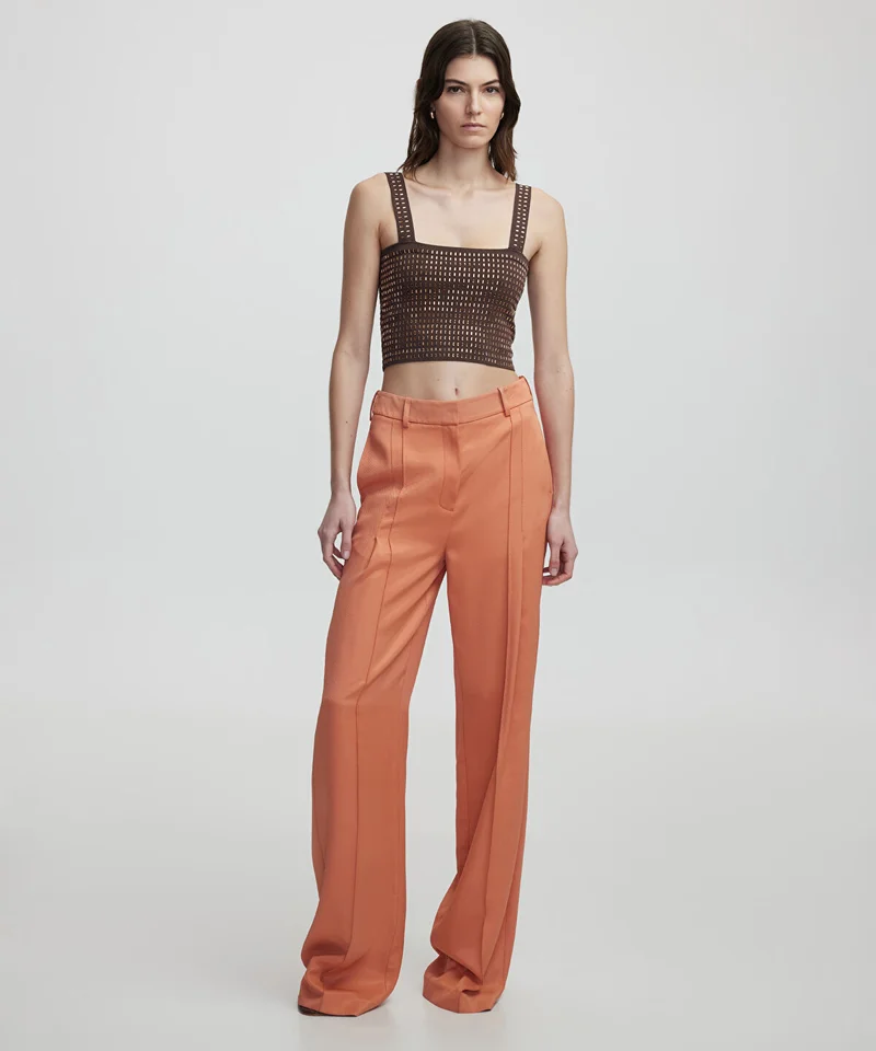 Darted Wide-Leg Trousers