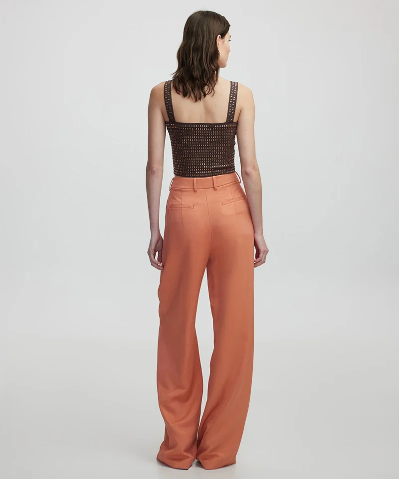 Darted Wide-Leg Trousers