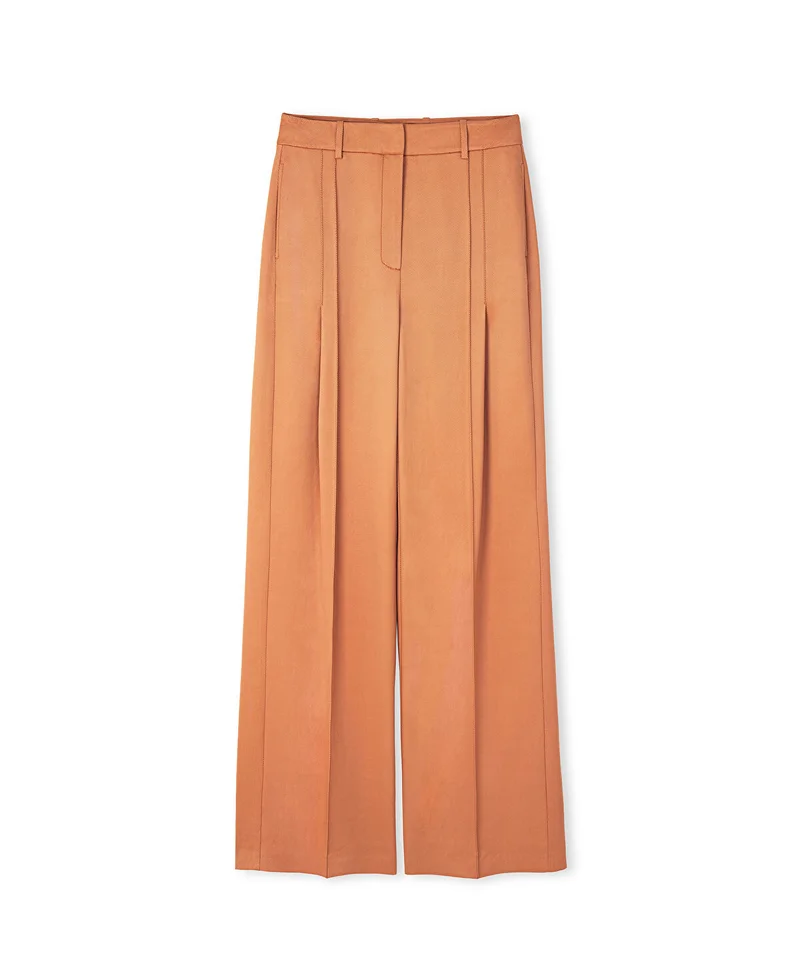 Darted Wide-Leg Trousers