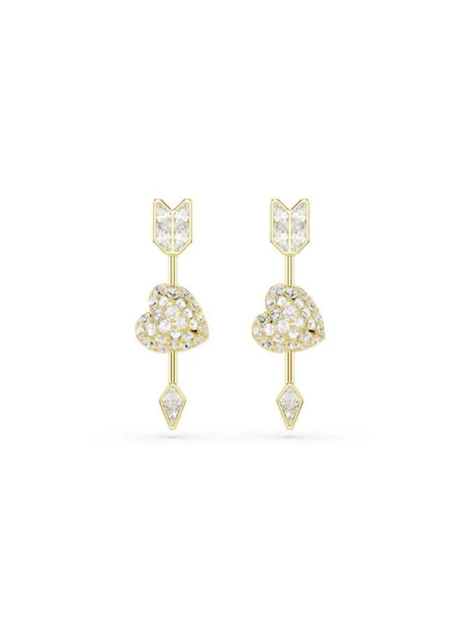 Idyllia Gold Tone Arrow Crystal Earrings, White
