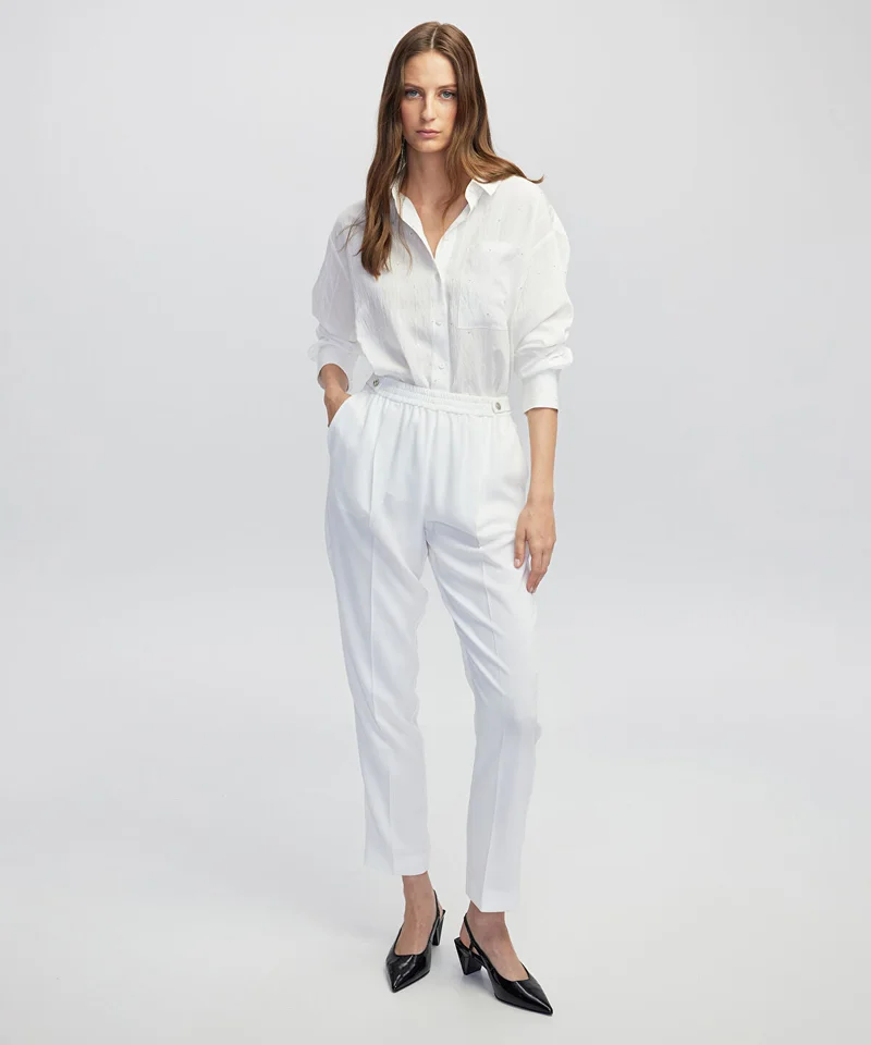 Elastic Waist Carrot Trousers