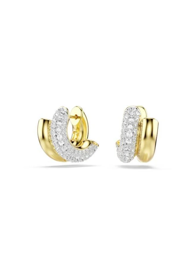 Dextera Gold Tone Crystal Mini Hoop Earrings White