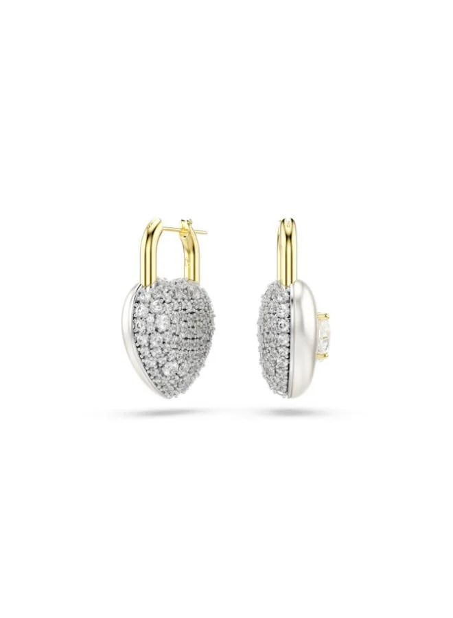 Idyllia White Crystal Pierced Earrings Gold