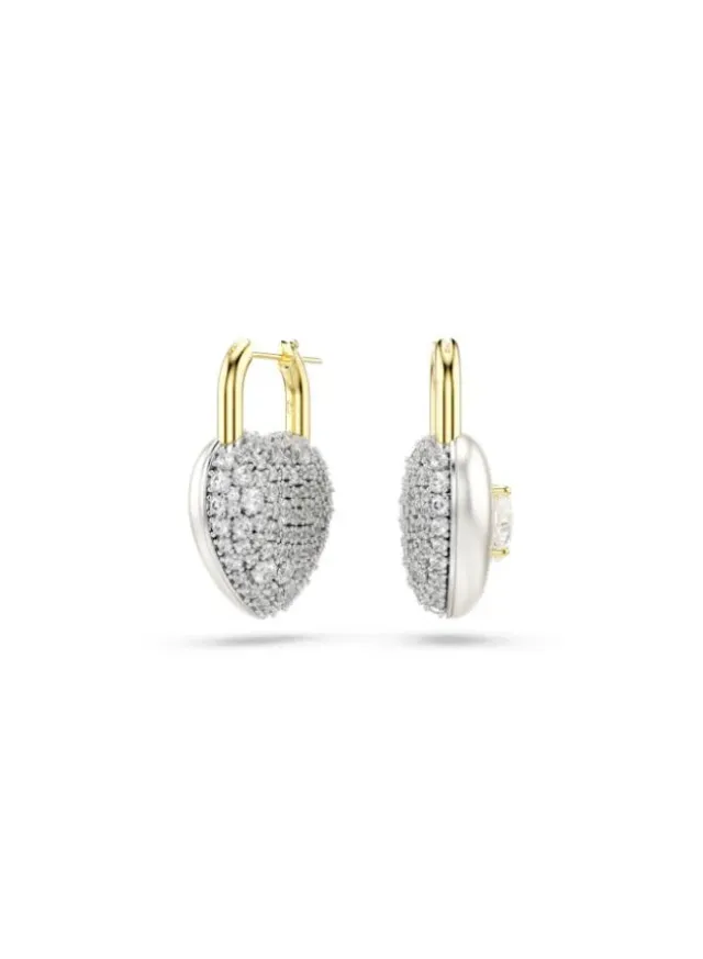 Idyllia White Crystal Pierced Earrings Gold