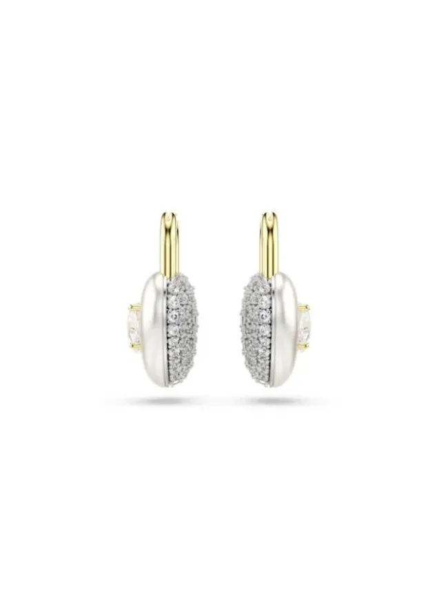 Idyllia White Crystal Pierced Earrings Gold – image 2