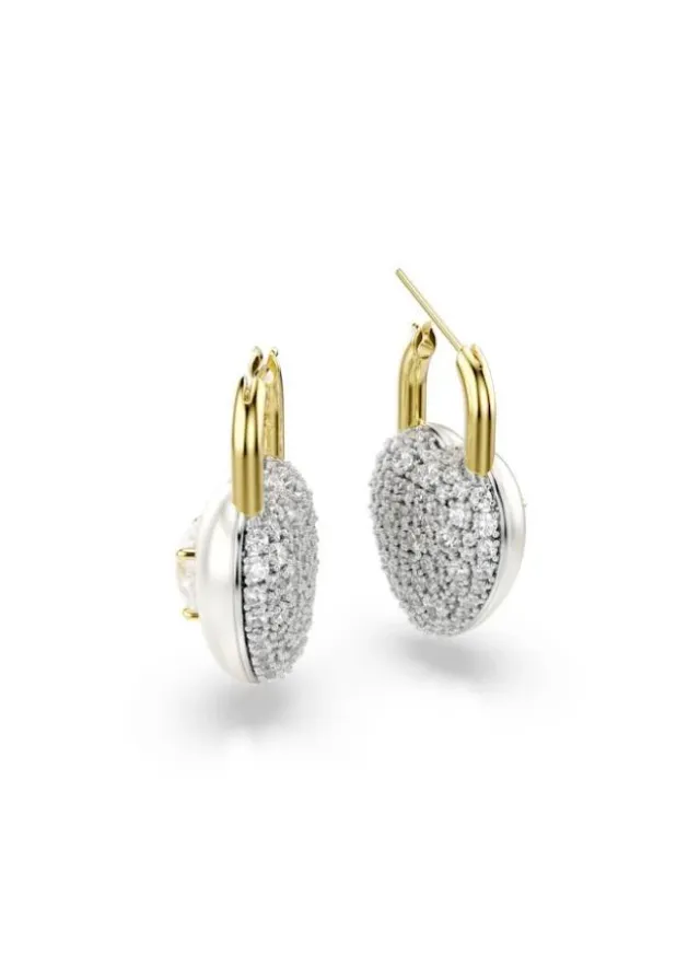 Idyllia White Crystal Pierced Earrings Gold – image 3