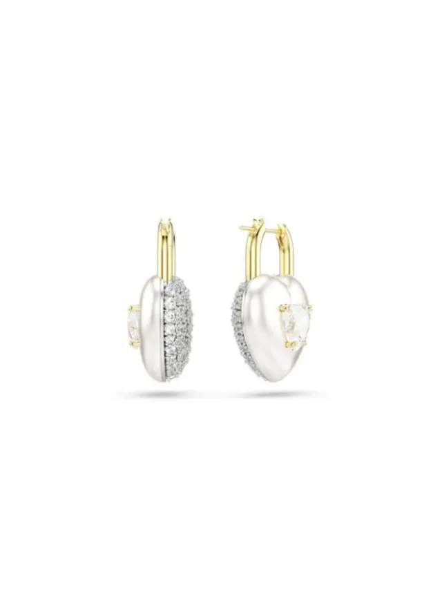 Idyllia White Crystal Pierced Earrings Gold – image 4