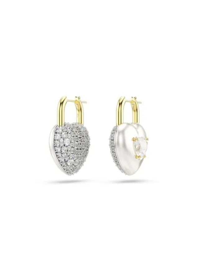 Idyllia White Crystal Pierced Earrings Gold – image 5