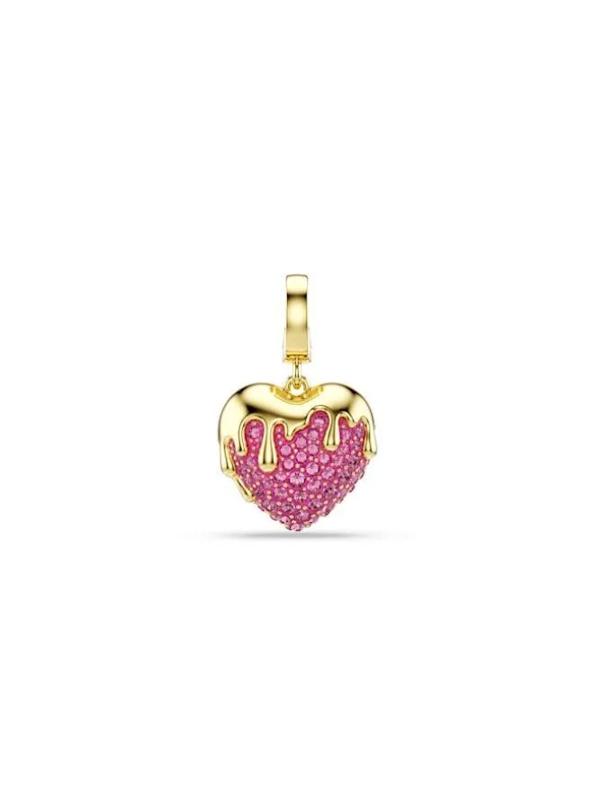 Gold Tone Plated Heart Charm Bracelet Pink