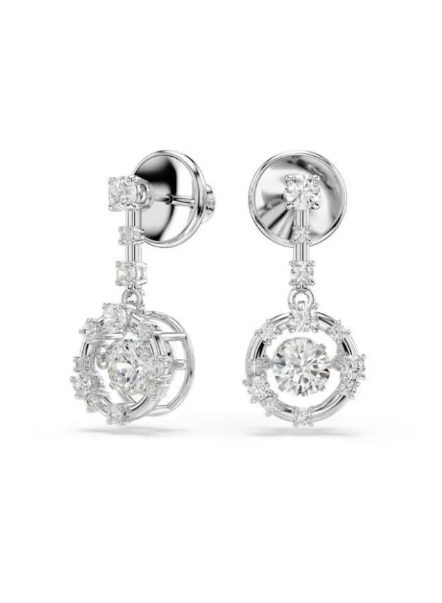 Constella Rhodium Plated Crystal Bar Earrings White – image 4