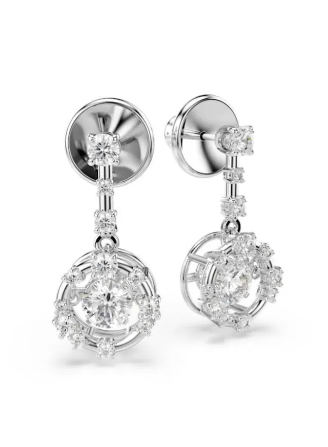 Constella Rhodium Plated Crystal Bar Earrings White – image 5