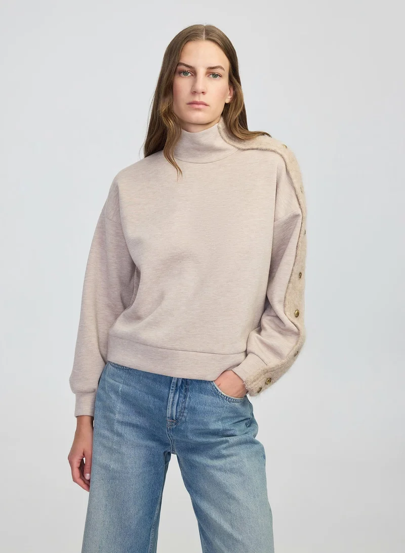 Mixed High Neck Sweatshirt