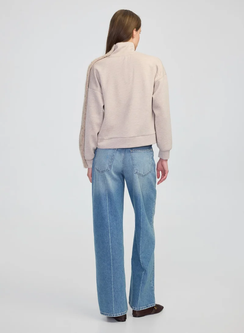 Mixed High Neck Sweatshirt