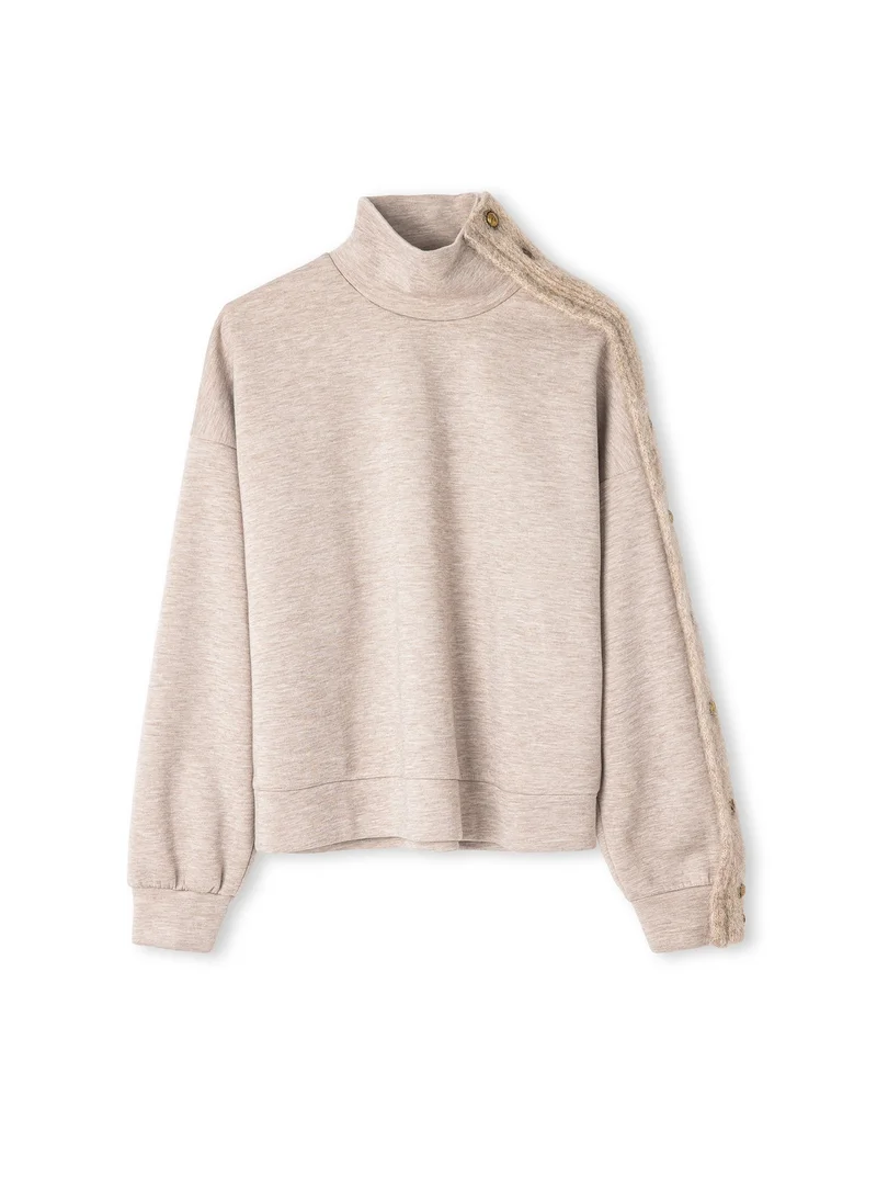 Mixed High Neck Sweatshirt