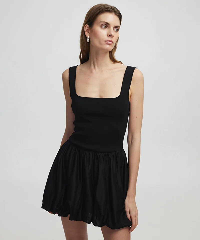 Balloon Hem Mini Dress