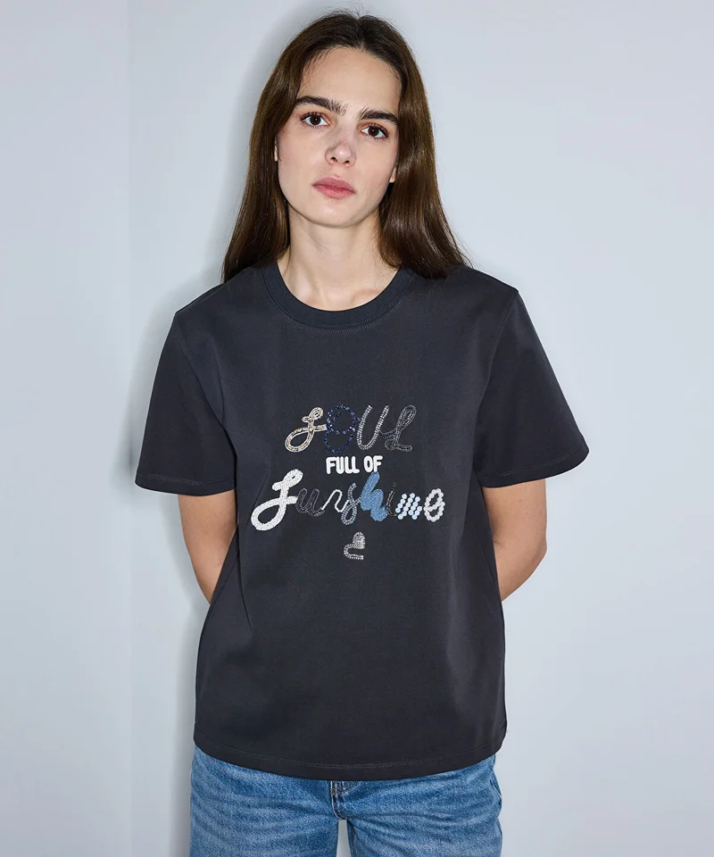 Embroidered Slogan T-Shirt