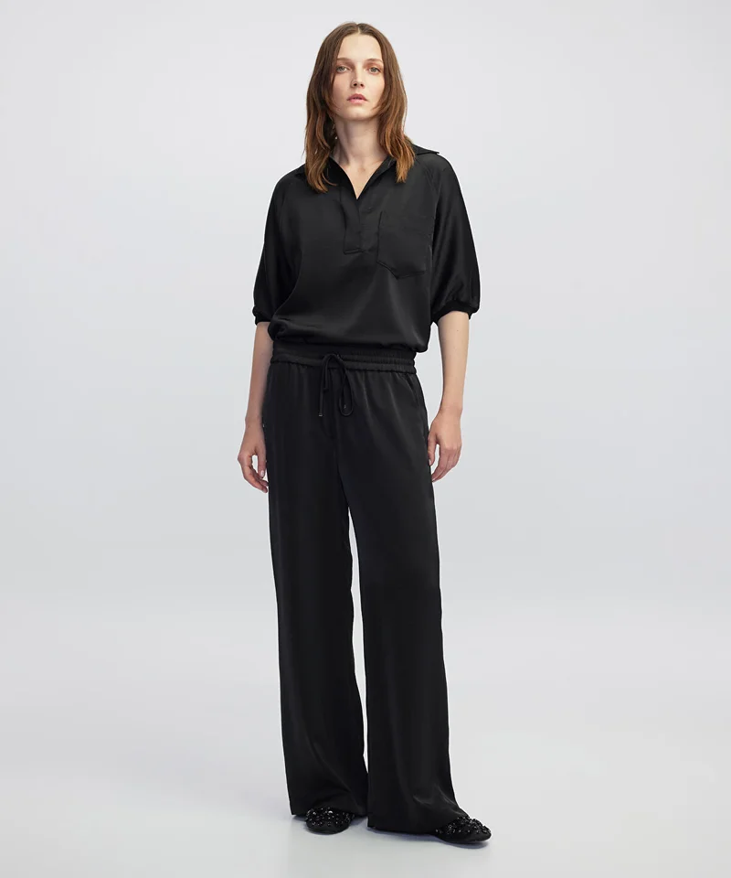 Elastic Waist Wide Leg Pants