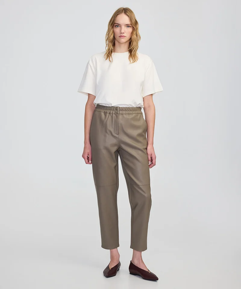 Faux Leather Carrot-Fit Trousers