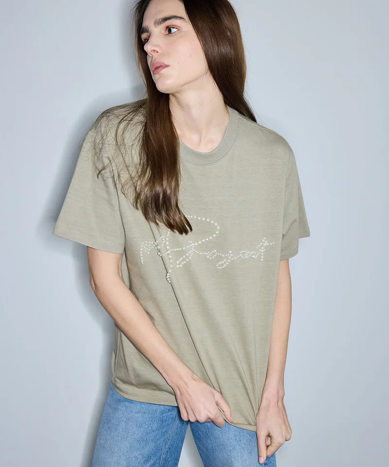 Faux Pearl Embellished T-Shirt