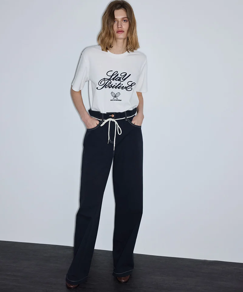 Wide-Leg Rope Belt Trousers