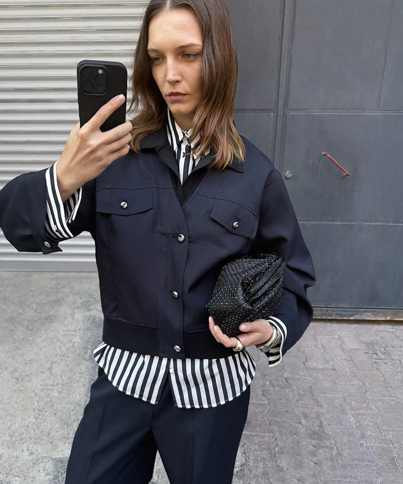 Mixed Media Bomber Jacket